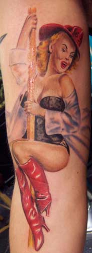John Pohl - Fire fighter pin up girl tattoo