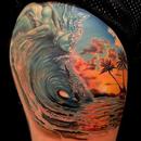 Woman in waves Tattoo Design Thumbnail