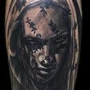 Black and grey veiled lady Tattoo Design Thumbnail