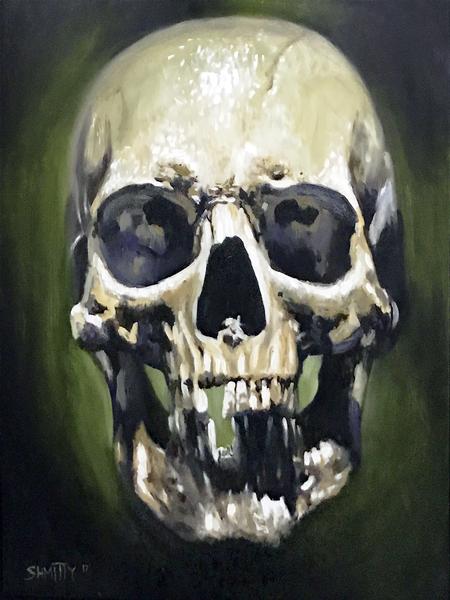 Art Galleries - Oil On Board Ala Prima Skull - 127432