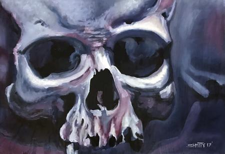 Art Galleries - Ala Prima Skull Oil on Panel - 127433
