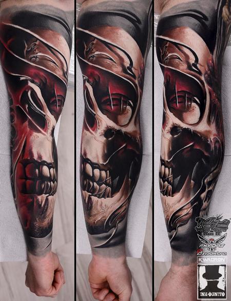 tattoos/ - Skull Mask Color Arm Tattoo - 116181
