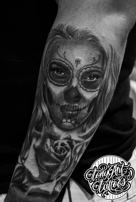 tattoos/ - DAY OF THE DEAD ,ROSE ,BLACK AND GRAY ,TATTOO ,TATTOOS - 109086