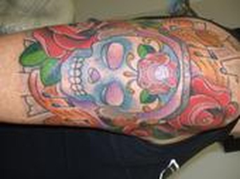tattoos/ - sugar skull traditional tattoo - 49421