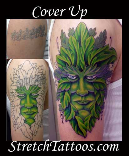 Looking for unique  Tattoos? Green Man Cover Up