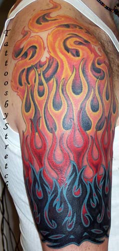 Looking for unique  Tattoos? Flame half sleeve