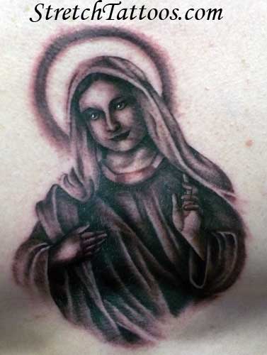 Looking for unique  Tattoos? Black and Gray Virgin Mary