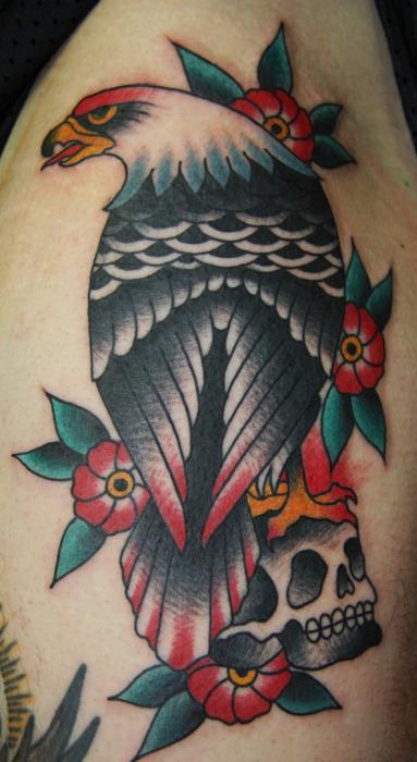 tattoos/ - Traditional Eagle and Skull Tattoo - 61629