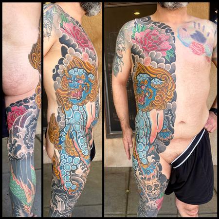 tattoos/ - Foodog and peony side panel - 145599