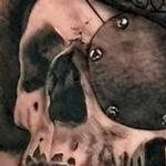 Black and Grey Realistic Pirate Skull Tattoo Tattoo Design Thumbnail