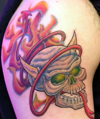 Tattoo Galleries: Skull Flame Job
 Tattoo Design