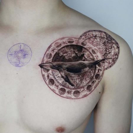 Zodiac symbol tattoos - Celestial Whale