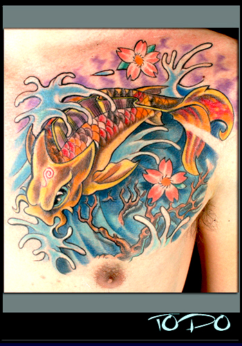 Off the Map Tattoo Tattoos Traditional Japanese Koi on Chest