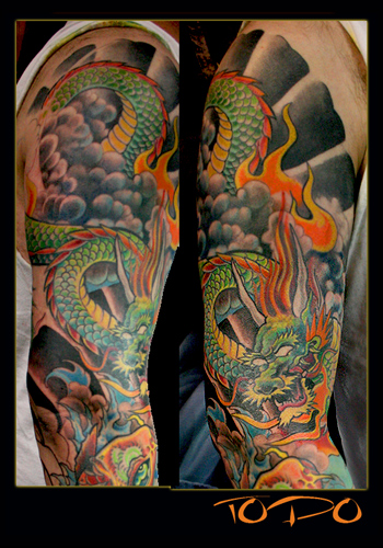 Todo - Dragon- Koi sleeve. Large Image. Keyword Galleries: Color Tattoos,