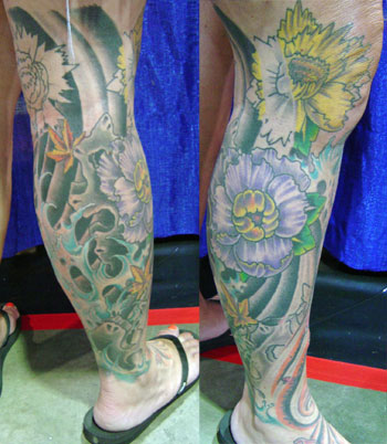 leg sleeve tattoos. Flower Leg Sleeve