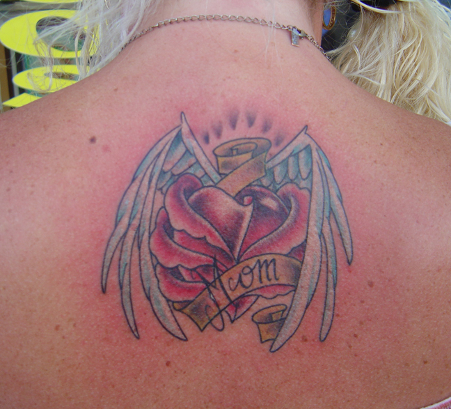 Heart Tattoos on Lower Back Heart with halo and wings tattoo Very cute