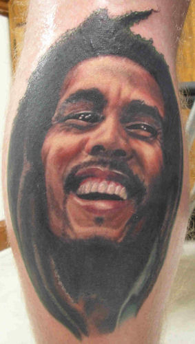 Tattoos Andy Chambers Bob Marley color portrait