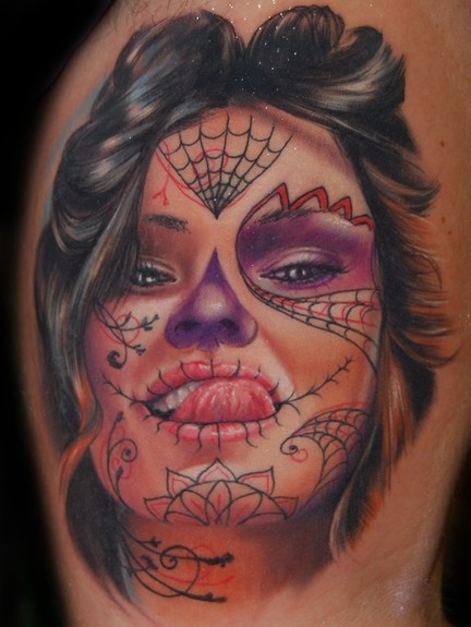 day of dead skull tattoo meaning. joker skull tattoo day of the