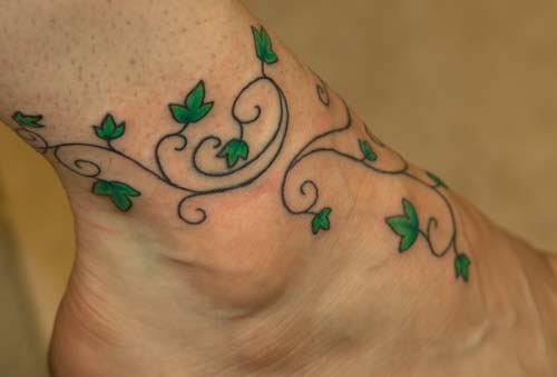 Small bird wrist tattoo. ivy vine wrist tattoo. Vine Tattoo Designs
