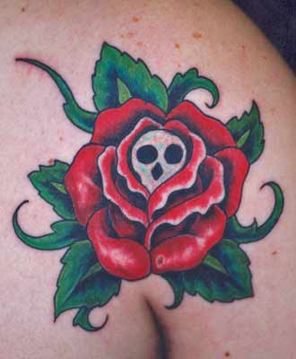 Tattoo Galleries skull and rose Tattoo Designs