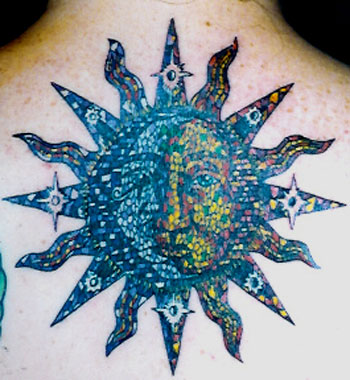 sun-moon-star tattoo. Nautical Star Tattoos have been as soon as used by. Fine Line Designs Tattoo Galleries: Mosaic Sun /Moon design