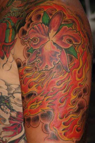 Tattoo Galleries: pheonix orchid Tattoo Design