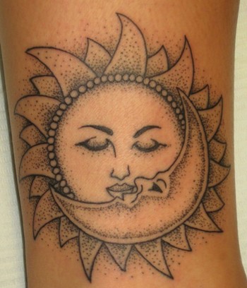 Black and Gray tattoos Tattoos sun and moon