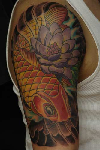 koi tattoo pictures. Koi Tattoo Sleeve