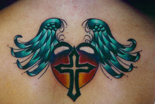 Looking for unique Rich DePue Tattoos? Heart and Cross w/ Wings