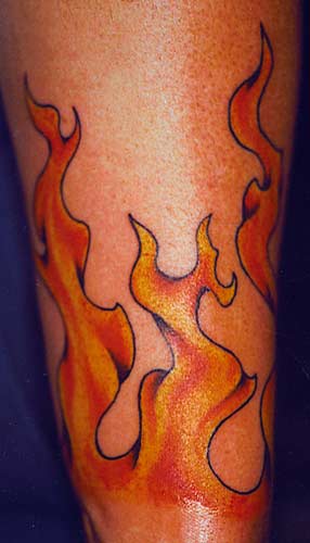 dice playing cards and flames tattoo picture