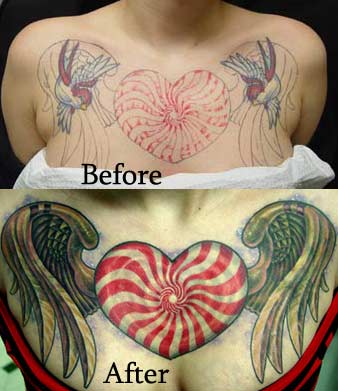 Hearts Tattoos on Heart Wings Tattoos Pictures Specially Full Colored Tattoo Designs