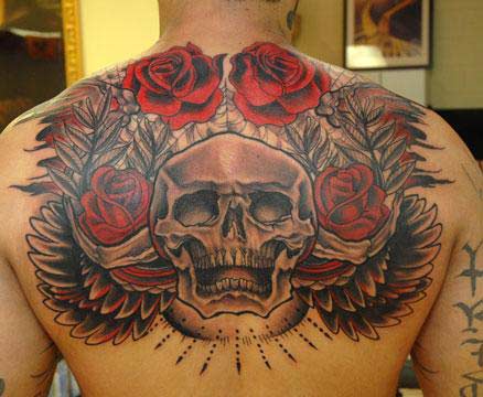 rose skull tattoo. skull rose tattoo