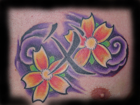 flowers tattoos on chest. Flower Tattoos. oriental chest