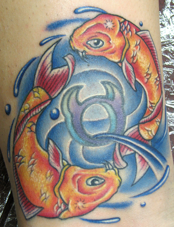 Comments Two koi fish circling in water added to a preexisting Taurus 