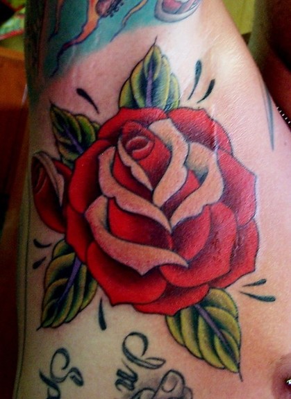 Tattoos Traditional Rose Tattoo click to view large image