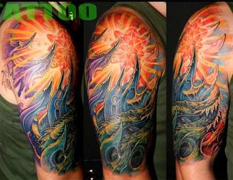 tattoo arm sleeve. mountain tattoos. Arm Sleeve