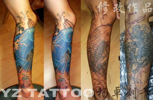 New Creative Blue Koi Japanese Tattoo Design 