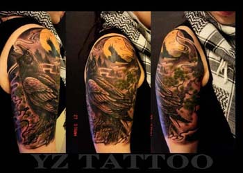 Tattoo Sleeve Designs on Crow Half Sleeve   Tattoos