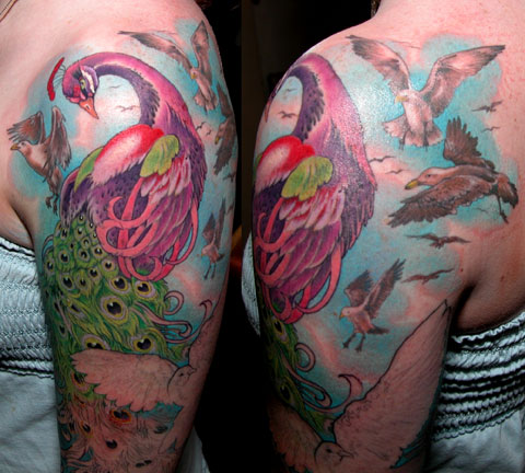 Tattoos - image 21 of 71. PEACOCK SLEEVE. Chris Dingwell - email