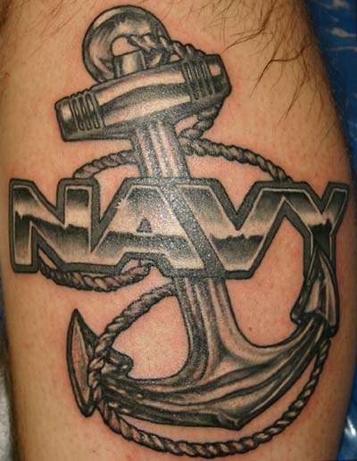 Black NAVY tribal anchor tattoo design