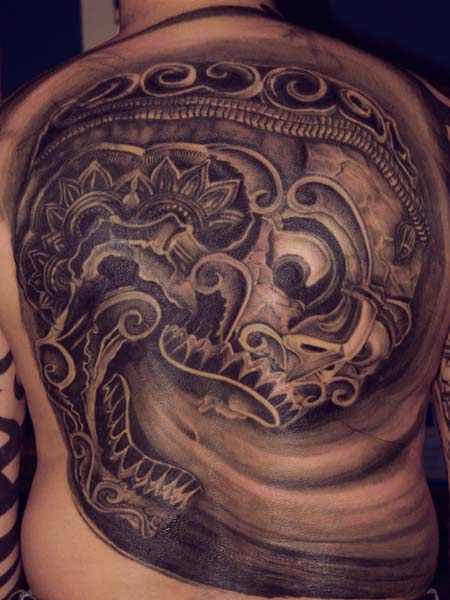 Comments This is a tibetan skull backpiece based off a Filip Leu drawing