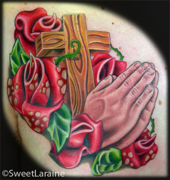 cross praying hands tattoos desing a tattoo