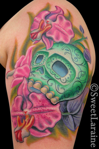 japanese skull tattoos. Orchid Sugar Skull Ever!