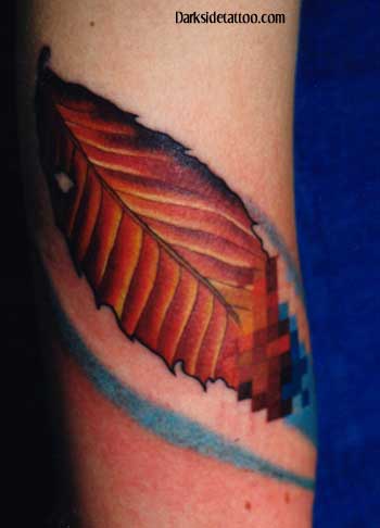 red leaf tattoo. Looking for unique Nick Baxter Tattoos? pixelated leaf 