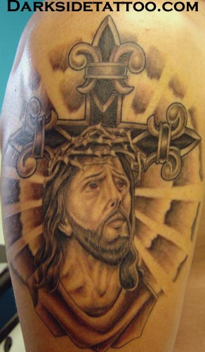 tattoo of jesus. Tattoos Black and Gray. Jesus