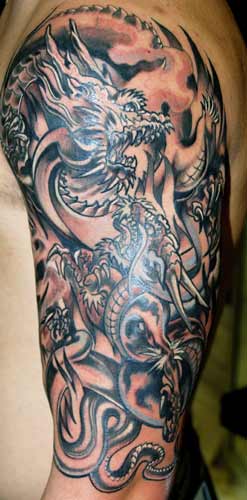 sleeve tattoo dragon. Dragon Half Sleeve