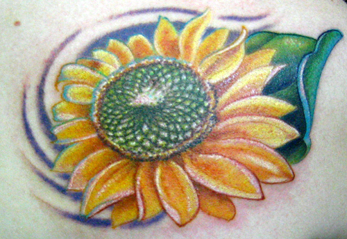 Jason Maybruck - sunflower. Keyword Galleries: Color Tattoos, Flower Tattoos 