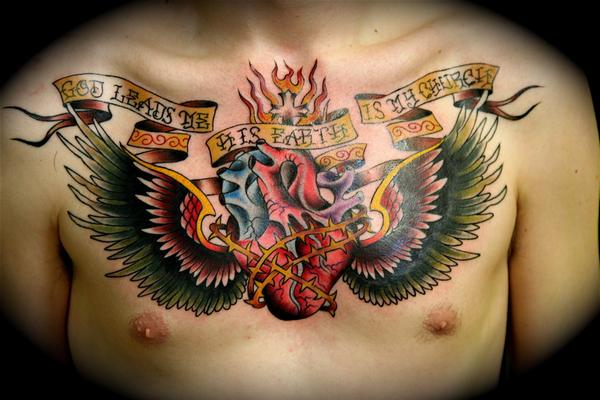 hot heart with wings tattoos