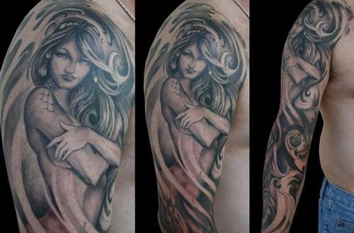 Rockabilly Tattoo Mermaid: Gothic Fantasy Big Eye Mermaid Art