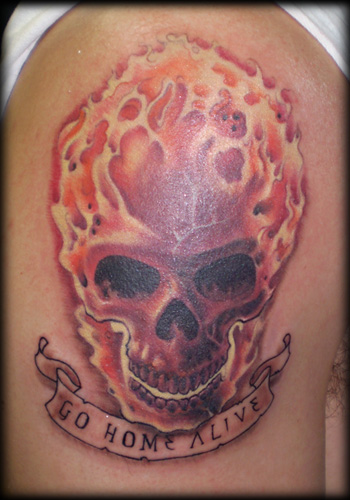 Looking for unique Skull tattoos Tattoos? Flaming Skull - 6